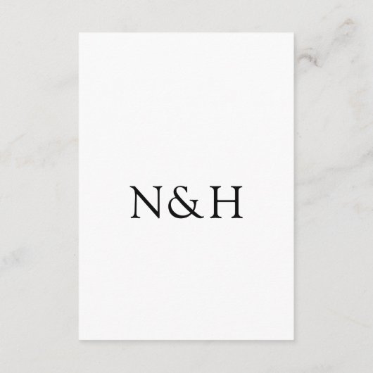 Natasha Monogram Modern Wedding Begleitkarte (Rückseite)