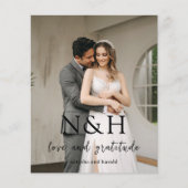 Natasha Monogram Modern Wedding Danke Card (Vorderseite)