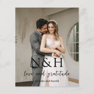 Natasha Monogram Modern Wedding Danke Card Flyer