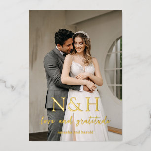 Natasha Monogram Modern Wedding Danke Card Folieneinladung