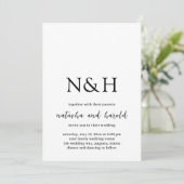 Natasha Monogram Modern Wedding Einladung (Stehend Vorderseite)