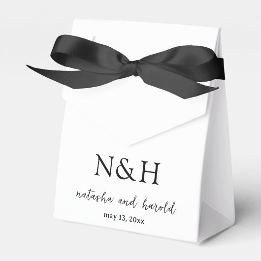 Natasha Monogram Modern Wedding Geschenkschachtel (Vorderseite)
