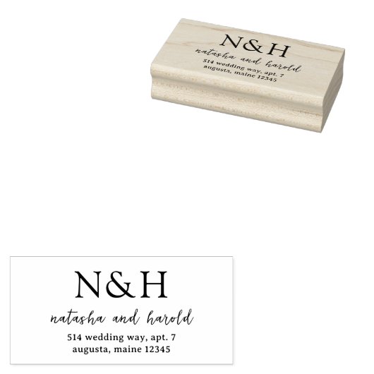 Natasha Monogram Modern Wedding Gummistempel (Stempel)