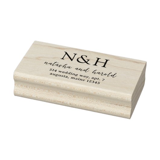 Natasha Monogram Modern Wedding Gummistempel (Stempel)