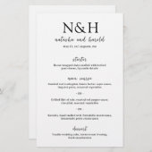 Natasha Monogram Modern Wedding Menu (Vorne/Hinten)