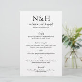 Natasha Monogram Modern Wedding Menu (Stehend Vorderseite)
