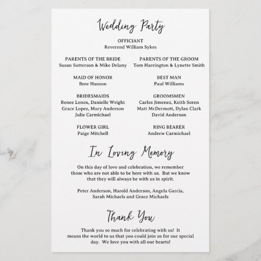 Natasha Monogram Modern Wedding Program (Rückseite)