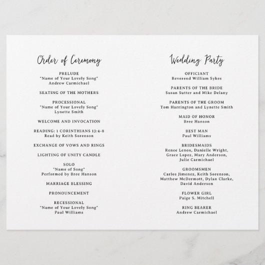 Natasha Monogram Modern Wedding Program (Rückseite)