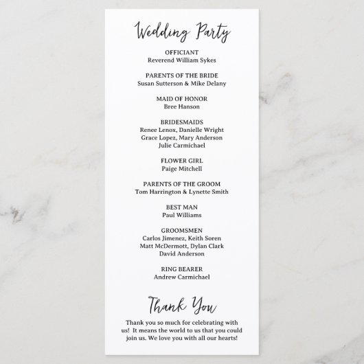 Natasha Monogram Modern Wedding Programm (Rückseite)