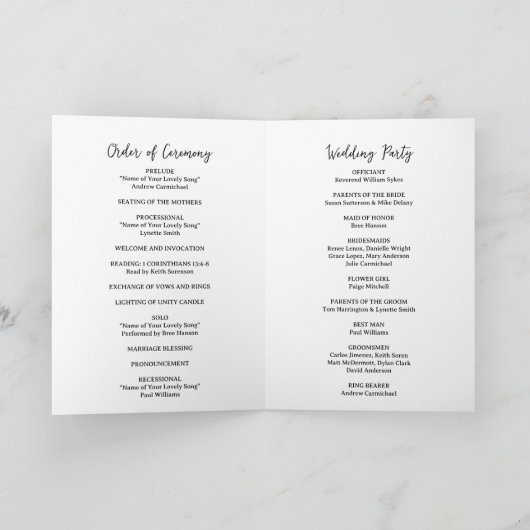 Natasha Monogram Modern Wedding Programm (Innenseite)