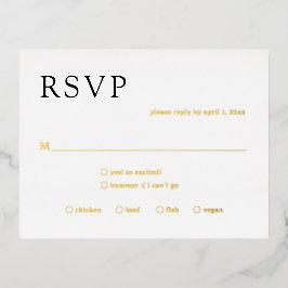 Natasha Monogram Modern Wedding RSVP Card Folie Einladungspostkarte