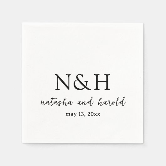 Natasha Monogram Modern Wedding Serviette (Vorderseite)