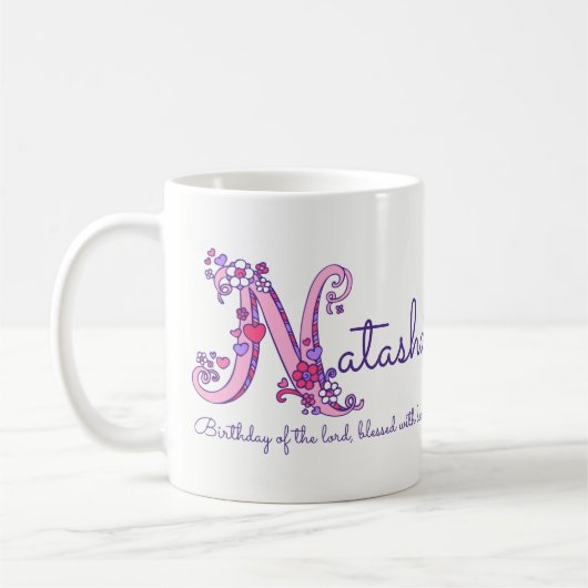 Natasha personalisierte N Monogramm-Tasse Kaffeetasse (Links)
