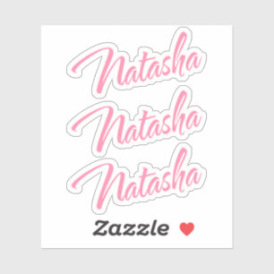 Natasha rosa kursive Schrift x3 Aufkleber