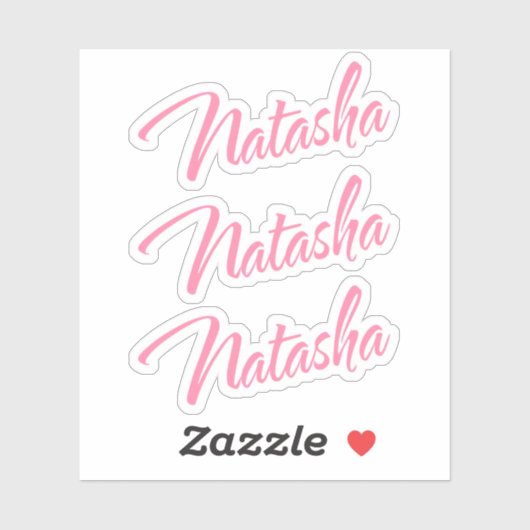Natasha rosa kursive Schrift x3 Aufkleber (Blatt)