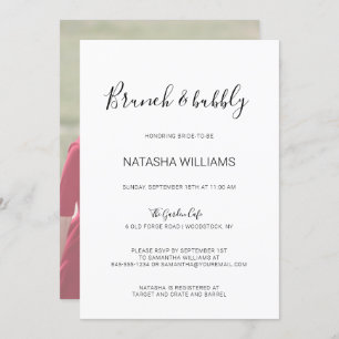 Natasha Rustic Calligraphy Foto Brunch & Bubbly Einladung