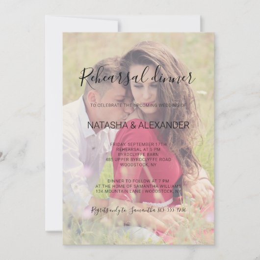 Natasha Rustic Calligraphy Foto Probe Dinner Einladung (Vorderseite)