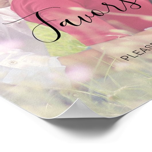 Natasha Rustic Script Favoriten Foto Wedding Sign Poster (Ecke)