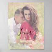 Natasha Rustic Script Favoriten Foto Wedding Sign Poster (Vorne)