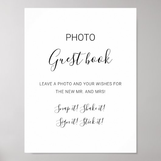 Natasha Simple Foto Guest Book Wedding Sign Poster (Vorne)