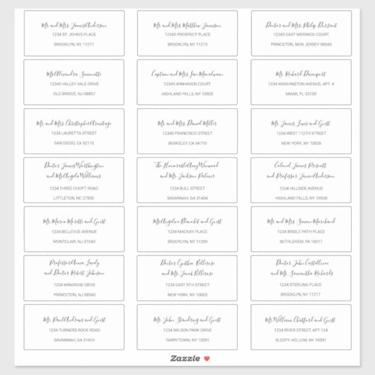 Natasha Simple Schwarz-weiß Guest Address Labels (Blatt)