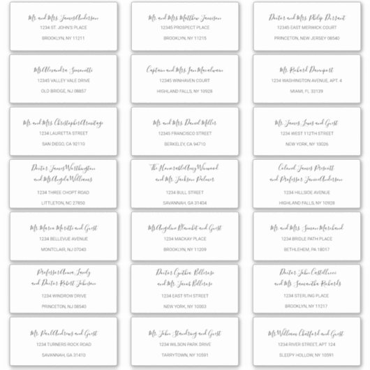 Natasha Simple Schwarz-weiß Guest Address Labels (Vorderseite)