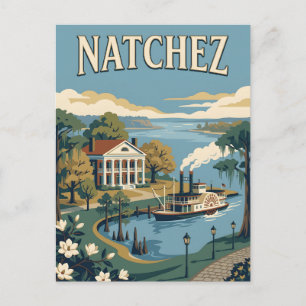Natchez Mississippi River Retro Vintage Poster Postkarte