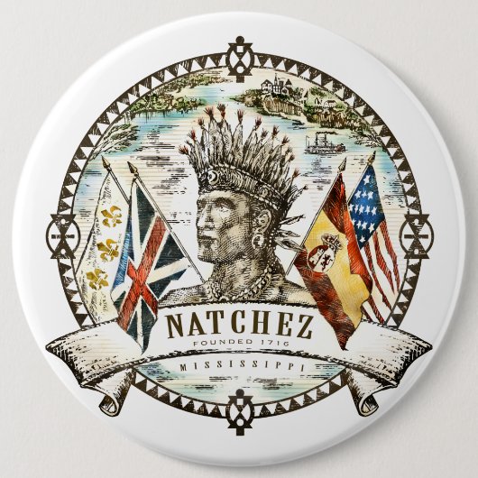 Natchez Stadt-Siegel-Knopf Button (Vorderseite)