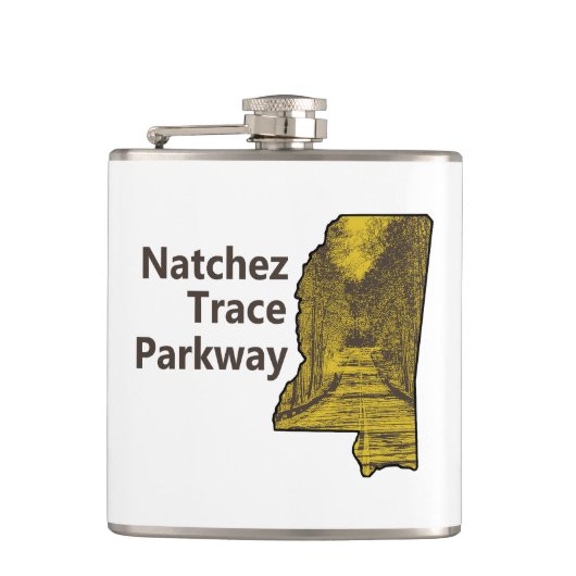 Natchez Trace Parkway Mississippi Karte Flachmann (Vorderseite)