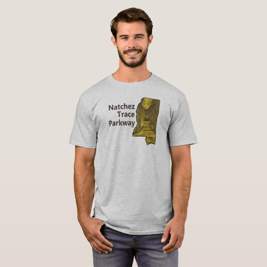 Natchez Trace Parkway Mississippi Karte T-Shirt (Vorne ganz)