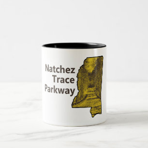 Natchez Trace Parkway Mississippi Karte Zweifarbige Tasse
