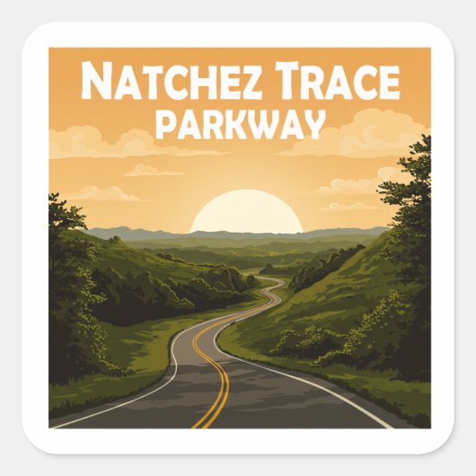 Natchez Trace Parkway Mississippi Landschaft Quadratischer Aufkleber (Vorderseite)