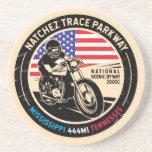 Natchez Trace Parkway National Landschaftlich Getränkeuntersetzer<br><div class="desc">Natchez Trace Parkway in einem Vintagen,  bedrückten Stil Emblem. Es ist eine berühmte All American Road in Mississippi,  Alabama und Tennessee.</div>