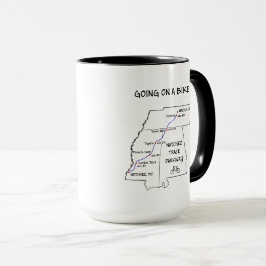 Natchez Trace Route Karte Kaffee Tasse (VorderseiteRechts)