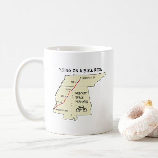 Natchez Trace Route Karte Kaffee Tasse (Mit Donut)