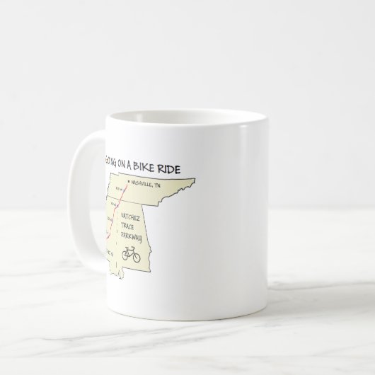 Natchez Trace Route Karte Kaffee Tasse (Vorderseite Links)