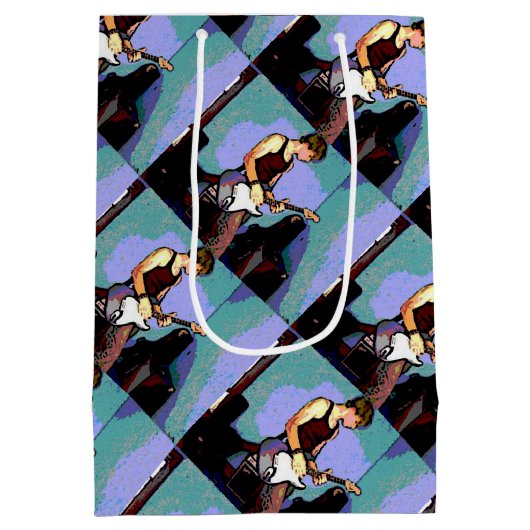 Nate und Gitarre für Geschenke Mittlere Geschenktüte (Rückseite)