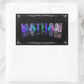Nathan - Der Name Nathan in 3D-Leuchten (Foto) Rechteckiger Aufkleber (Tasche)