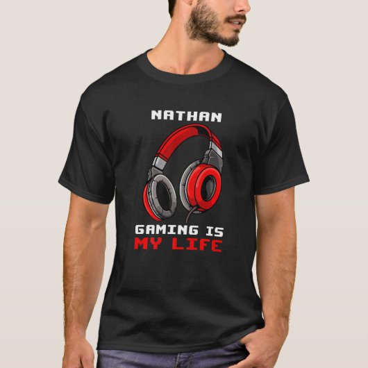 Nathan Gaming ist mein Leben Personalisiert T-Shirt (Vorderseite)