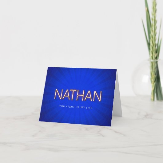 Nathan Name in leuchtenden Neonleuchten Karte (Vorderseite)