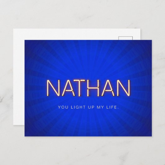Nathan Name in leuchtenden Neonleuchten Postkarte (Vorne/Hinten)