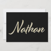 Nathan Name white gold Handwriting Karte (Vorderseite)