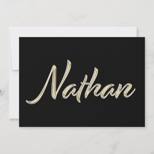 Nathan Name white gold Handwriting Karte (Vorderseite)