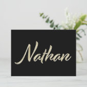 Nathan Name white gold Handwriting Karte (Stehend Vorderseite)