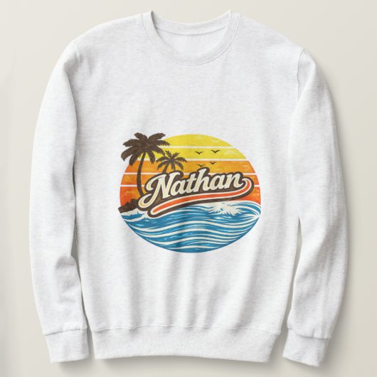 Nathan Retro-Sonnenuntergangs-Name-Design Sweatshirt (Design vorne)