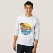 Nathan Retro-Sonnenuntergangs-Name-Design Sweatshirt (Vorne ganz)