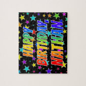 "NATHAN" Vorname, Spaß "GLÜCKLICHER GEBURTSTAG" Puzzle (Vertikal)