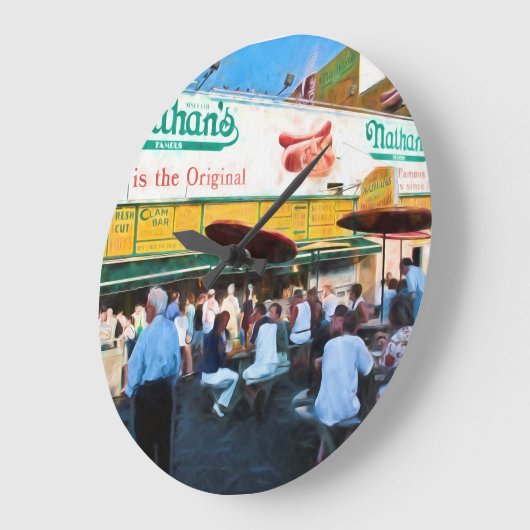 Nathan's Coney Island Clock Große Wanduhr (Winkel)