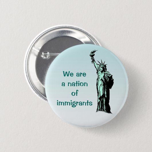 Nation des Immigrant-Blau-Knopfes Button (Vorne & Hinten)
