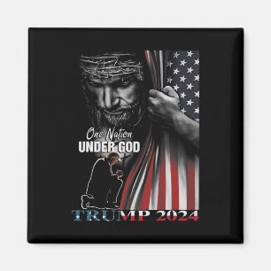 Nation under God Trump 2024 God American Flag 1 Magnet